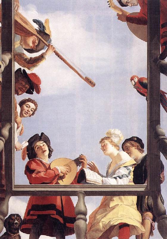 HONTHORST, Gerrit van Musical Group on a Balcony sf Norge oil painting art